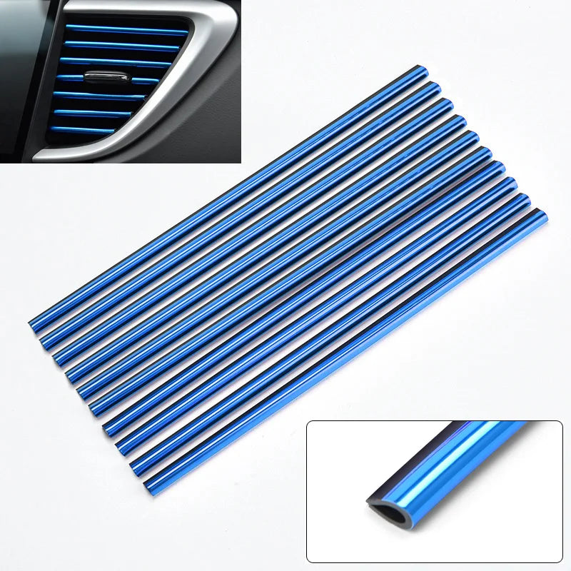 10-Pack U-Shape Car Trim Strips, 20cm Molding for AC Vents, Dashboard and Door Edges