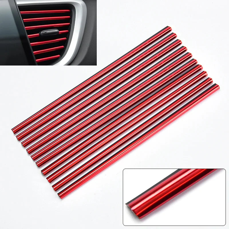 10-Pack U-Shape Car Trim Strips, 20cm Molding for AC Vents, Dashboard and Door Edges