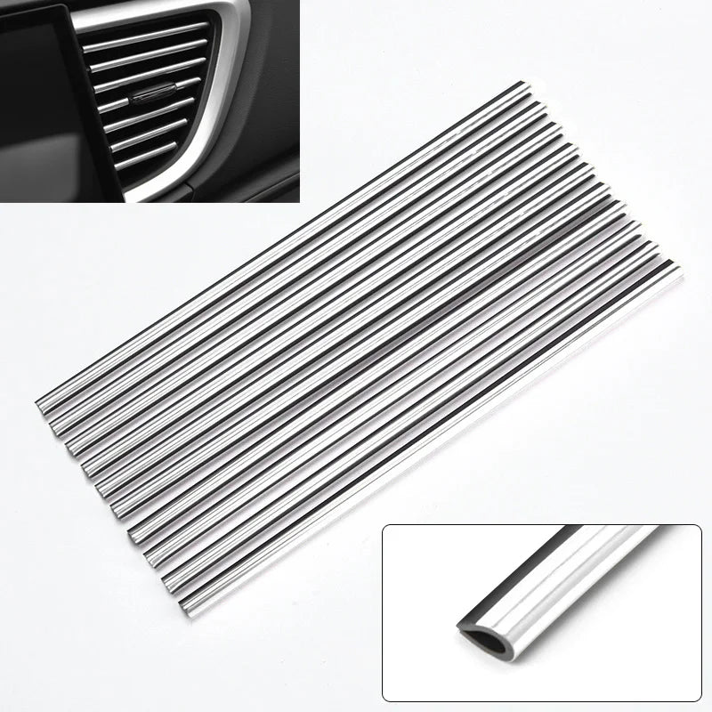 10-Pack U-Shape Car Trim Strips, 20cm Molding for AC Vents, Dashboard and Door Edges