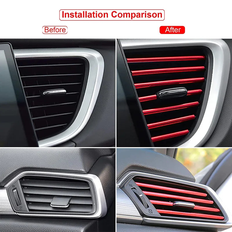 10-Pack U-Shape Car Trim Strips, 20cm Molding for AC Vents, Dashboard and Door Edges
