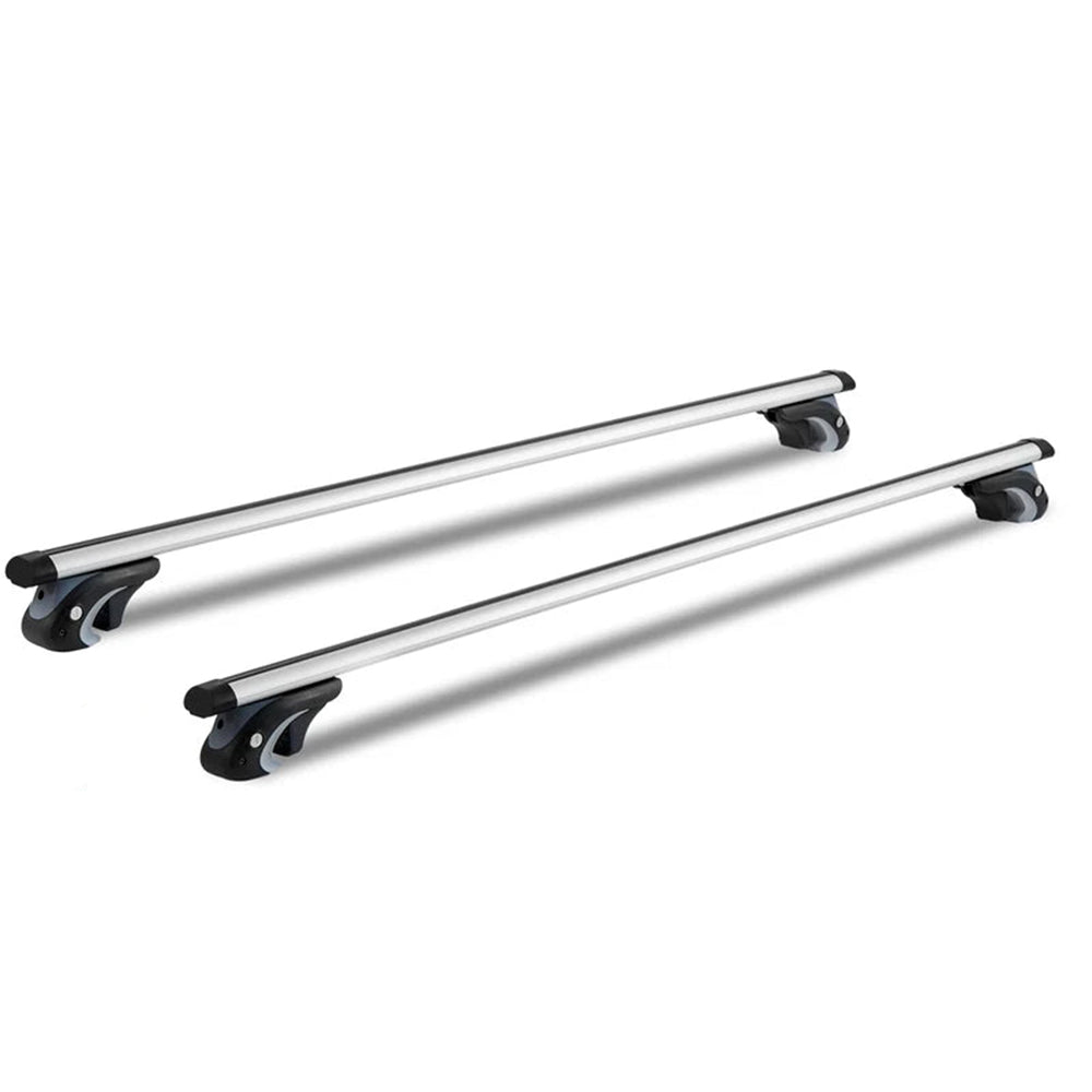 200LBS Capacity Roof Cross Bars, Universal Adjustable Aluminum Carrier for Baggage & Luggage, Sleek Silver/Black Finish