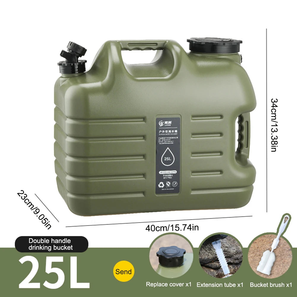 25L Portable Water Container with Spigot, Leak-Proof Camping Bucket for Drinking Water, Ideal for Outdoor Travel & Road Trips
