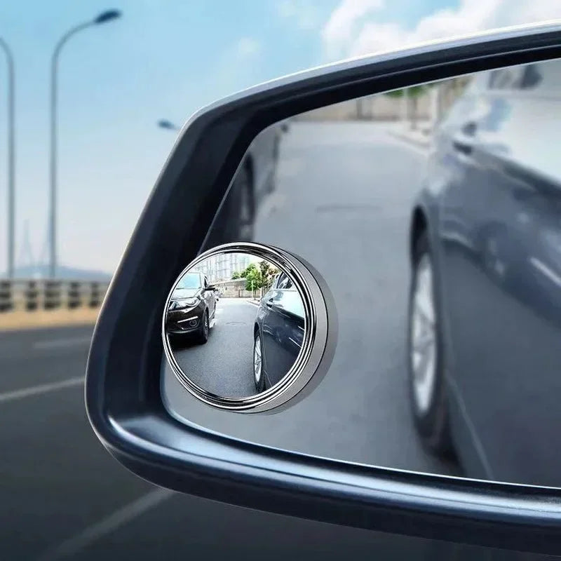 2Pcs 360° Adjustable Blind Spot Mirrors, Wide-Angle Convex Rearview Mirror with Round Frame for Car & Reversing Safety