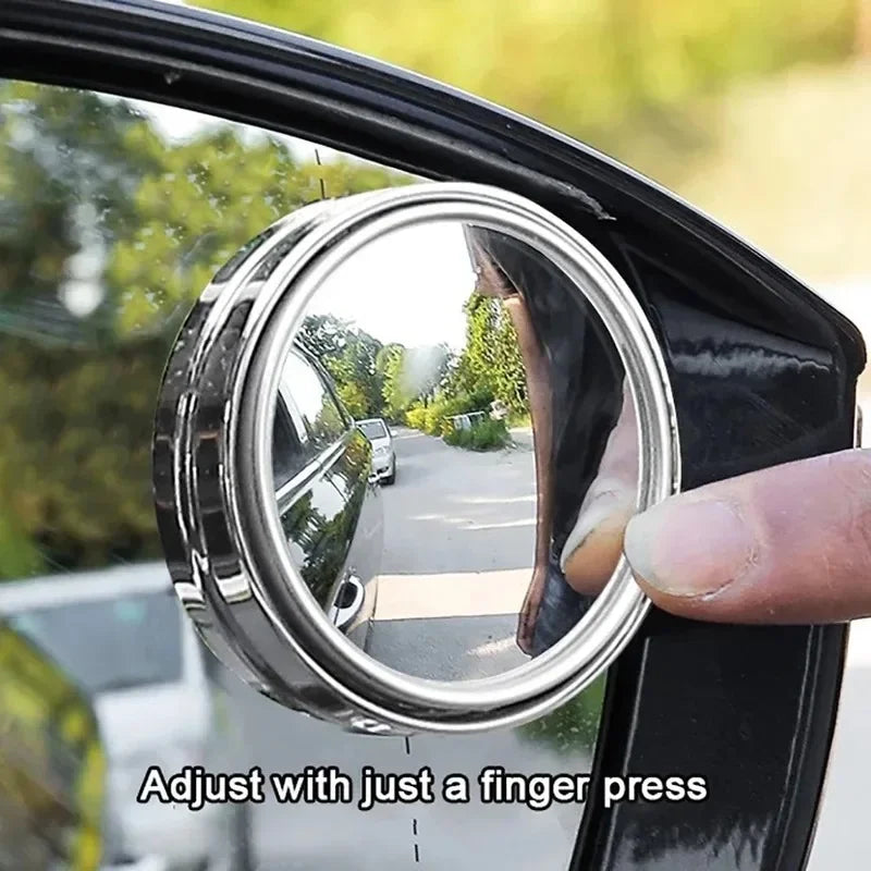 2Pcs 360° Adjustable Blind Spot Mirrors, Wide-Angle Convex Rearview Mirror with Round Frame for Car & Reversing Safety
