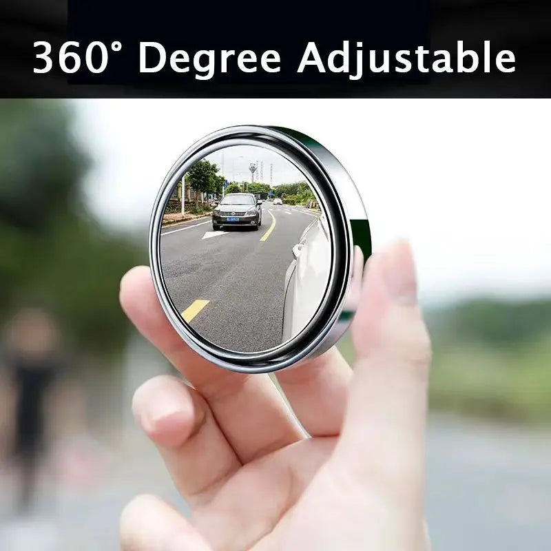 2Pcs 360° Adjustable Blind Spot Mirrors, Wide-Angle Convex Rearview Mirror with Round Frame for Car & Reversing Safety