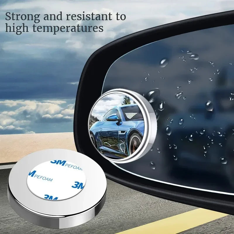 2Pcs 360° Adjustable Blind Spot Mirrors, Wide-Angle Convex Rearview Mirror with Round Frame for Car & Reversing Safety