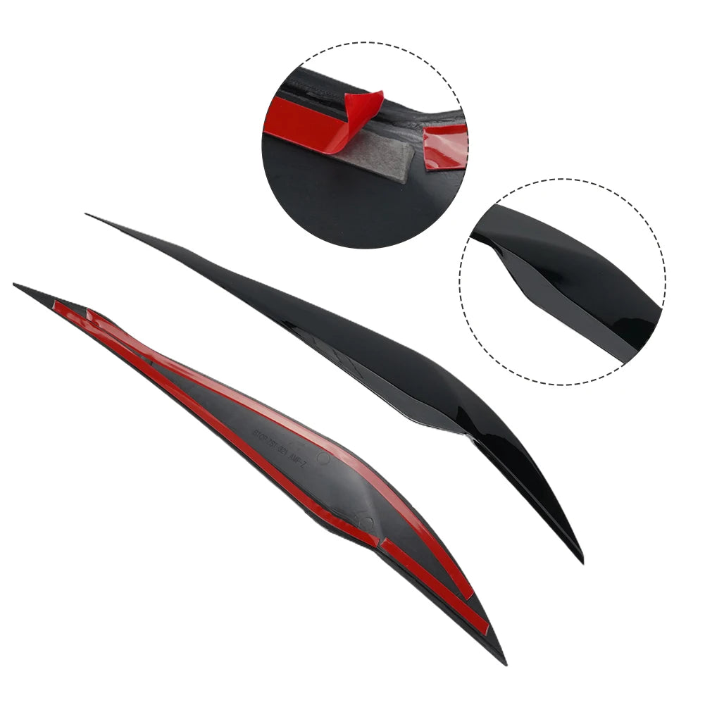 2Pcs Gloss Black Headlight Eyebrows for BMW 3 Series F30/F35 (2013-2018), ABS Cover Trim