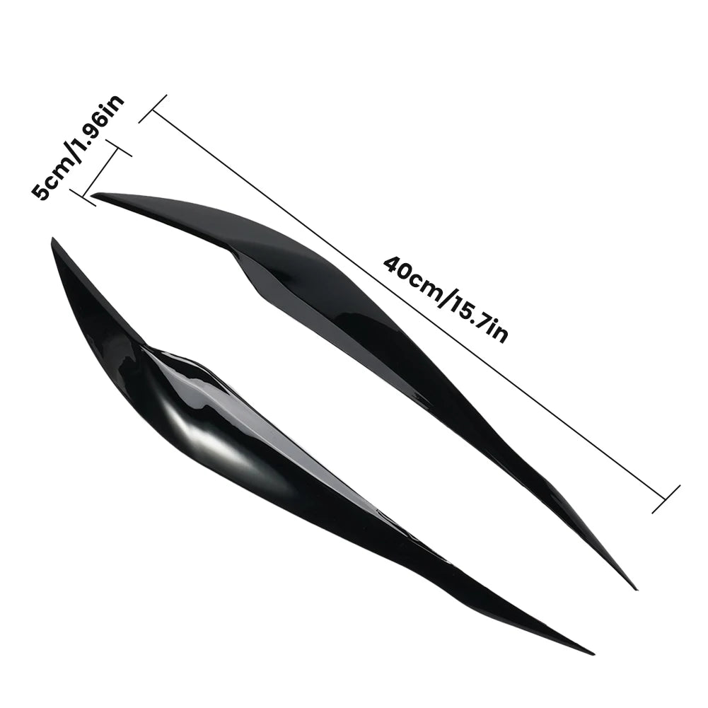 2Pcs Gloss Black Headlight Eyebrows for BMW 3 Series F30/F35 (2013-2018), ABS Cover Trim