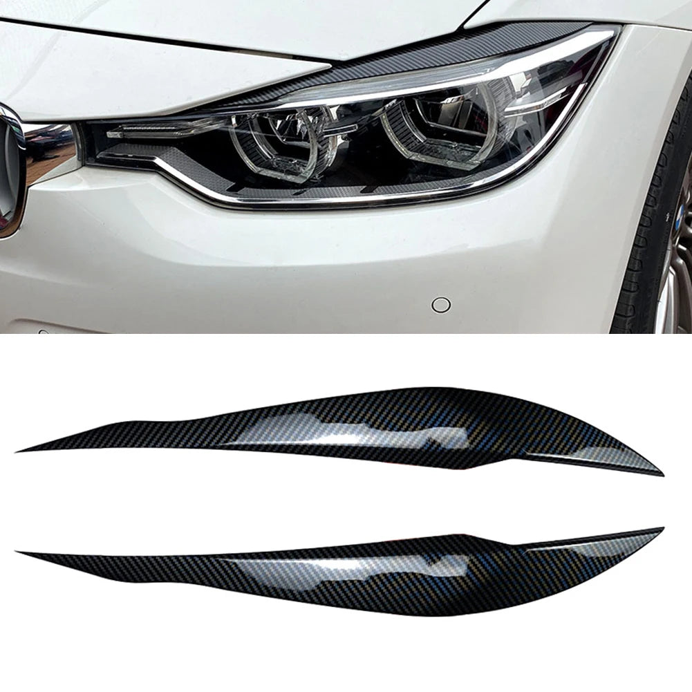 2Pcs Gloss Black Headlight Eyebrows for BMW 3 Series F30/F35 (2013-2018), ABS Cover Trim