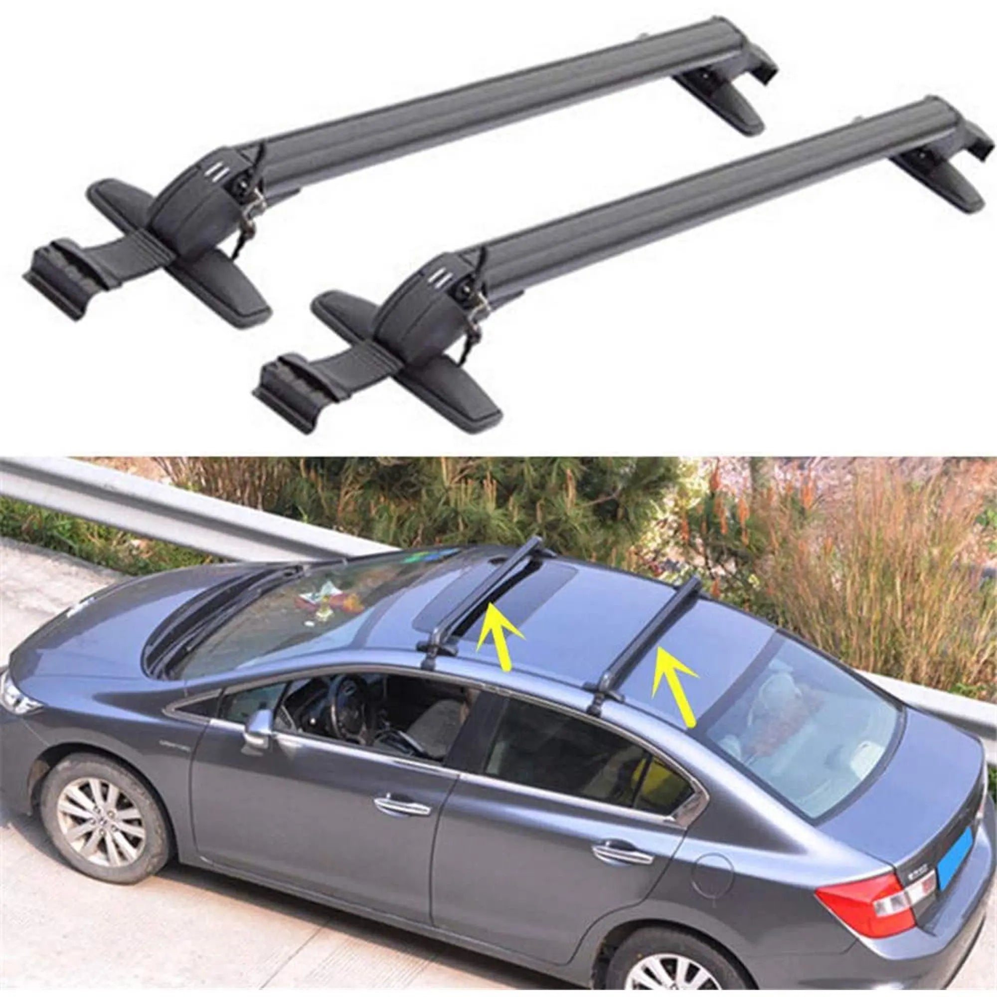 2Pcs 1M Aluminum Roof Cross Bars, Heavy-Duty Lockable Luggage Carrier for 4/5 Door Cars, Universal Rooftop Rack System