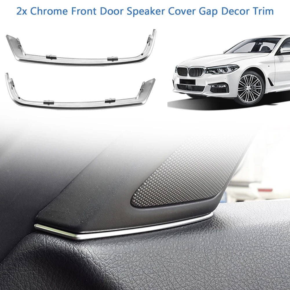 2pcs Practical Front Door Speaker Cover  Decortive Trim for BMW 5 Series F10 2011-2017 Silver Accessories