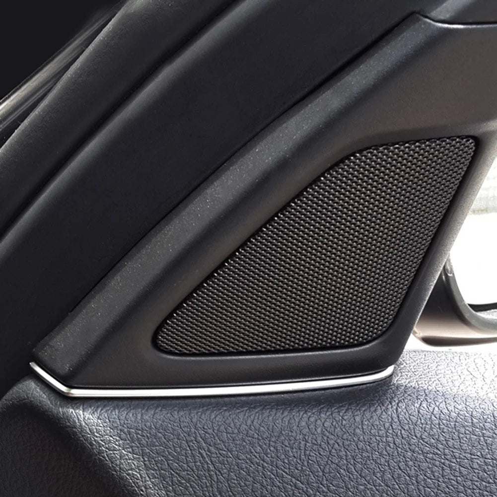 2pcs Practical Front Door Speaker Cover  Decortive Trim for BMW 5 Series F10 2011-2017 Silver Accessories