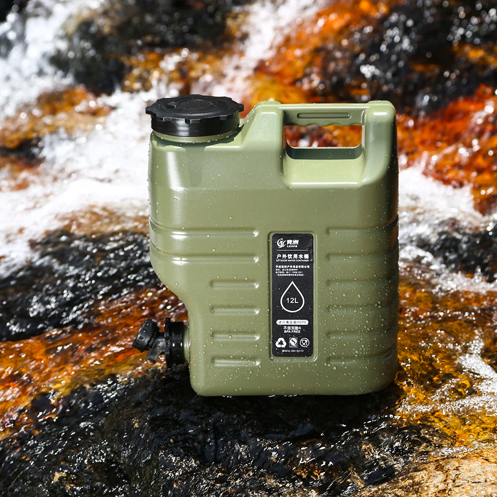 12L/3.2 Gallon Portable Water Container, Food-Grade & BPA Free PE Bucket for Camping, Hiking and Emergency Preparedness