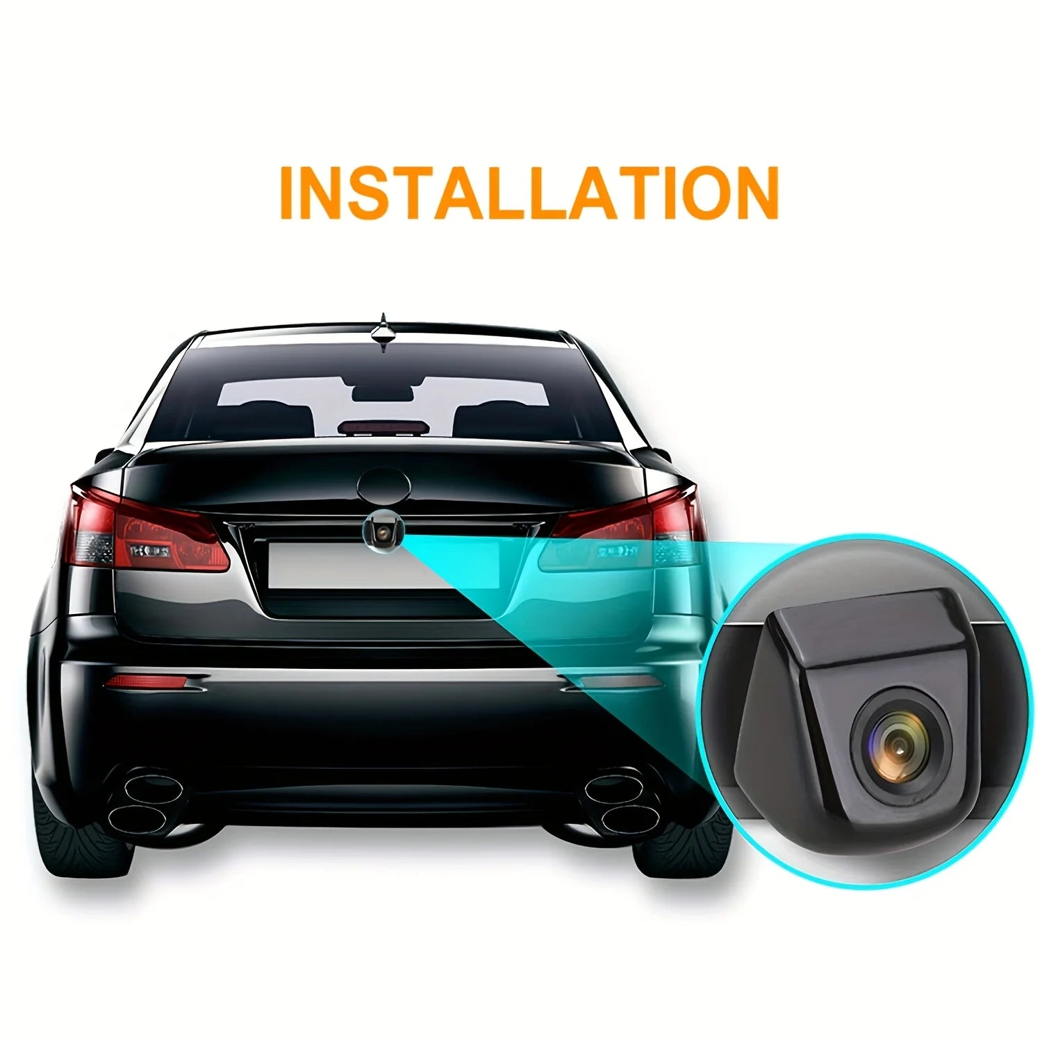 4-Pin HD Night Vision Wide Angle Backup Camera with Front & Rear Views, Easy Install - 480P Video, Vehicle Safety Accessory