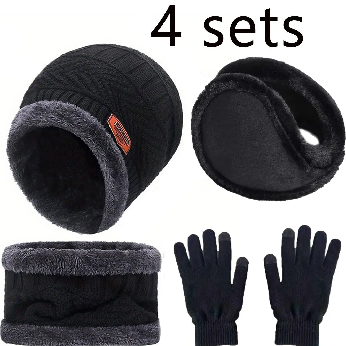 Cozy Velvet Winter Accessories Kit, Includes Beanie, Neck Warmer & Gloves, Ideal for Cold Weather Outdoor Activities