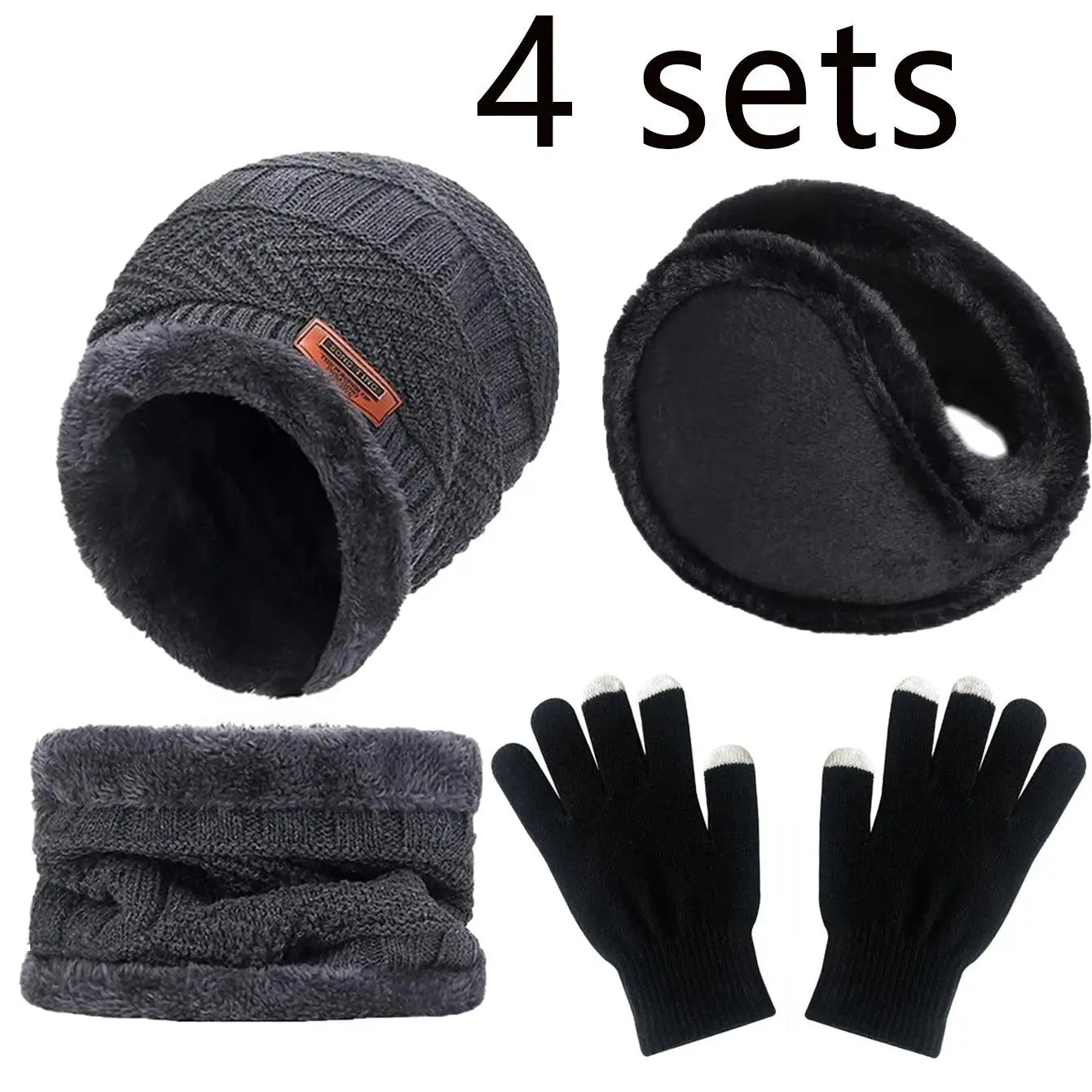Cozy Velvet Winter Accessories Kit, Includes Beanie, Neck Warmer & Gloves, Ideal for Cold Weather Outdoor Activities