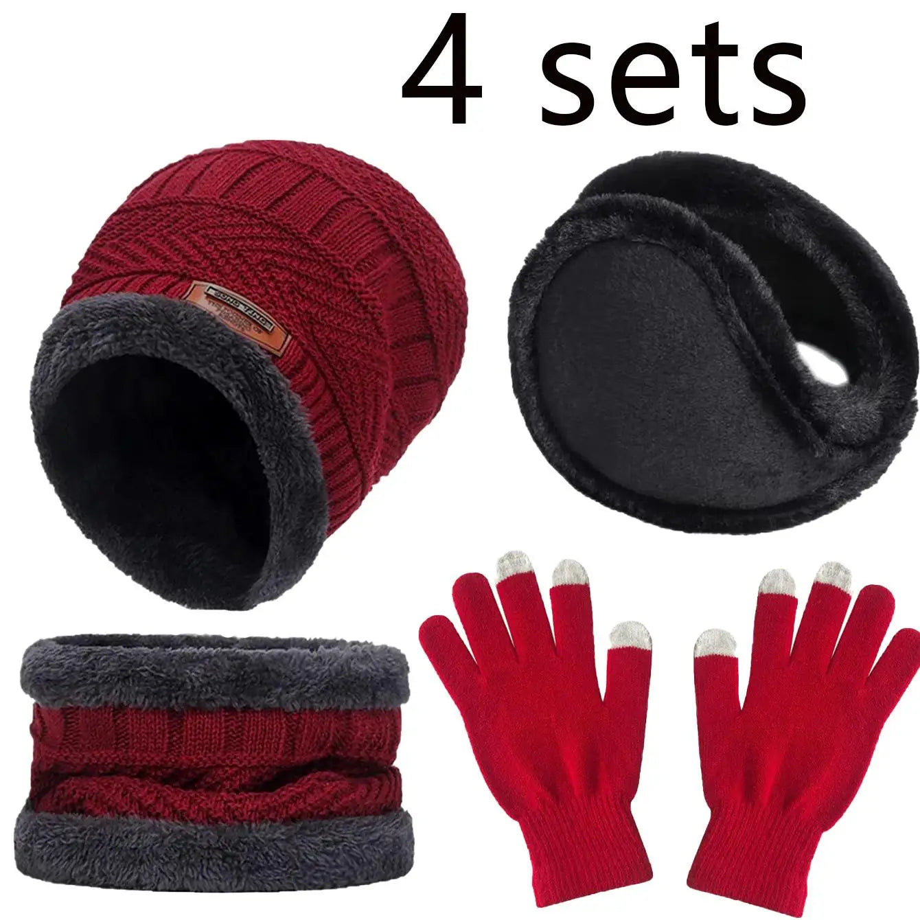 Cozy Velvet Winter Accessories Kit, Includes Beanie, Neck Warmer & Gloves, Ideal for Cold Weather Outdoor Activities