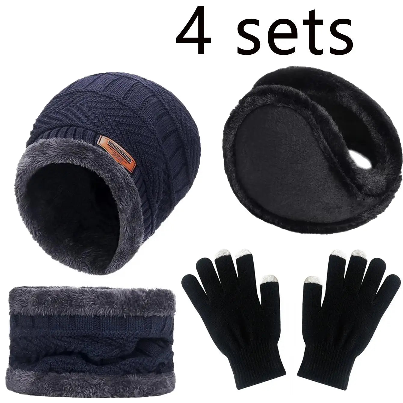 Cozy Velvet Winter Accessories Kit, Includes Beanie, Neck Warmer & Gloves, Ideal for Cold Weather Outdoor Activities