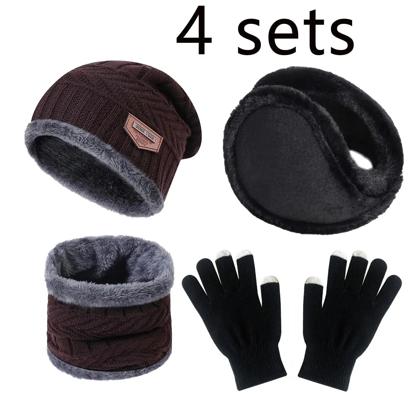Cozy Velvet Winter Accessories Kit, Includes Beanie, Neck Warmer & Gloves, Ideal for Cold Weather Outdoor Activities