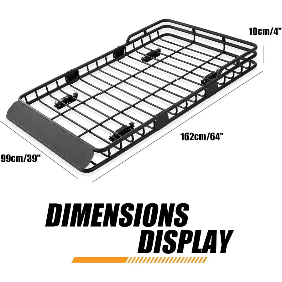 64x39" Universal Roof Rack Basket, Robust 550lb Cargo Carrier for SUV & Truck, All-Weather Durable Car Top Luggage System