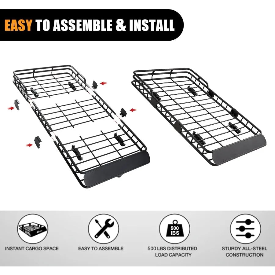64x39" Universal Roof Rack Basket, Robust 550lb Cargo Carrier for SUV & Truck, All-Weather Durable Car Top Luggage System