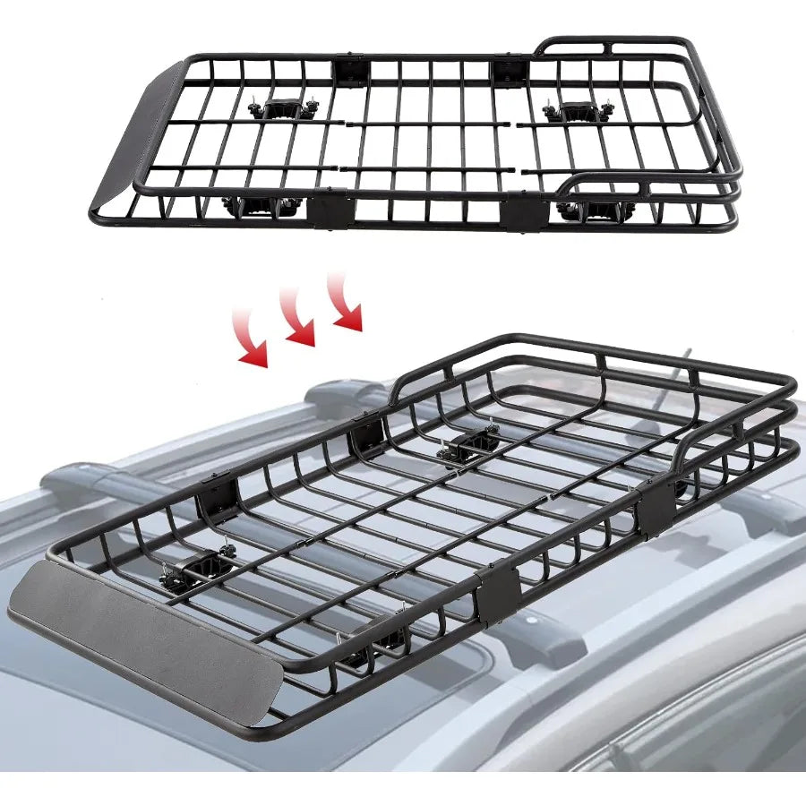 64x39" Universal Roof Rack Basket, Robust 550lb Cargo Carrier for SUV & Truck, All-Weather Durable Car Top Luggage System