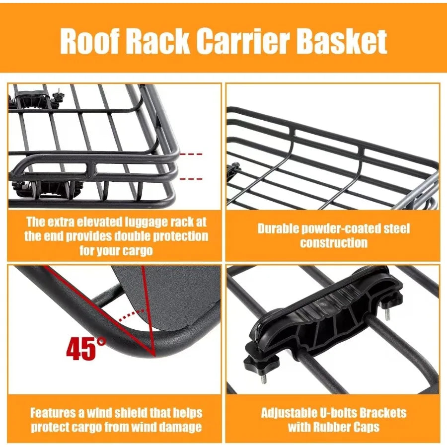 64x39" Universal Roof Rack Basket, Robust 550lb Cargo Carrier for SUV & Truck, All-Weather Durable Car Top Luggage System