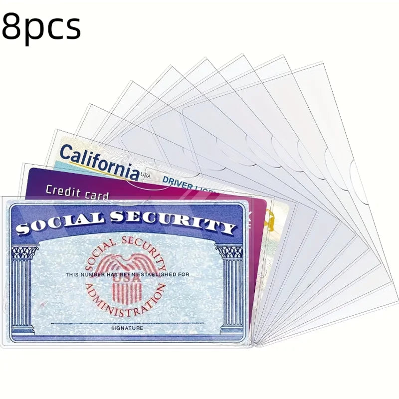 8-Pack Clear PVC Card Sleeves, Durable Protective Holders for Credit Cards, ID and Insurance Cards