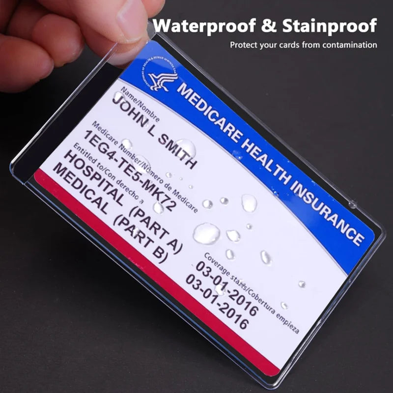 8-Pack Clear PVC Card Sleeves, Durable Protective Holders for Credit Cards, ID and Insurance Cards