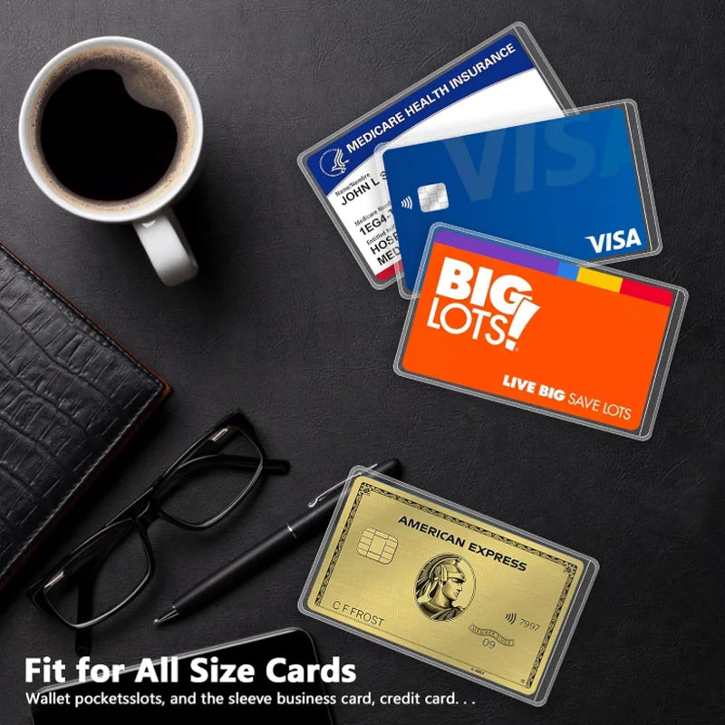 8-Pack Clear PVC Card Sleeves, Durable Protective Holders for Credit Cards, ID and Insurance Cards