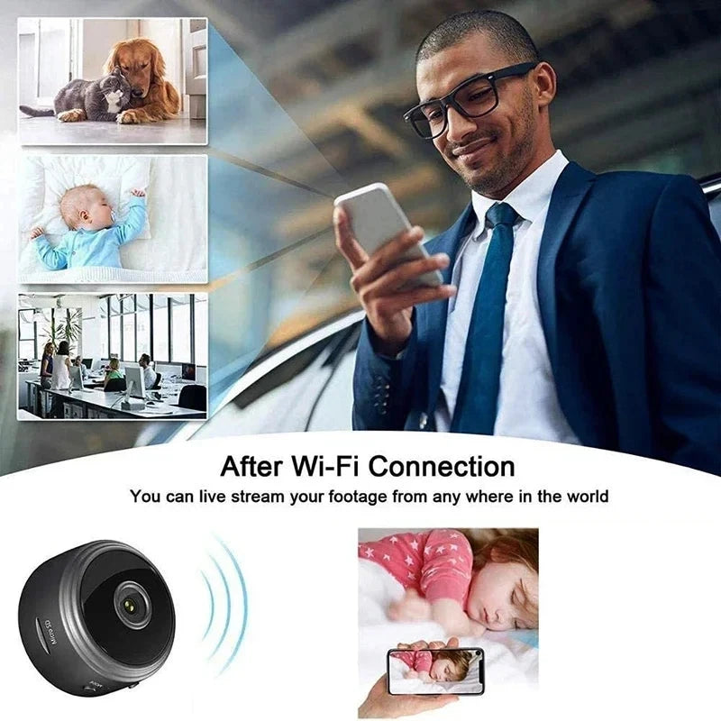 Wireless Security Camera with WiFi, HD Mini Cam for Smart Home Monitoring and Baby & Pet Surveillance