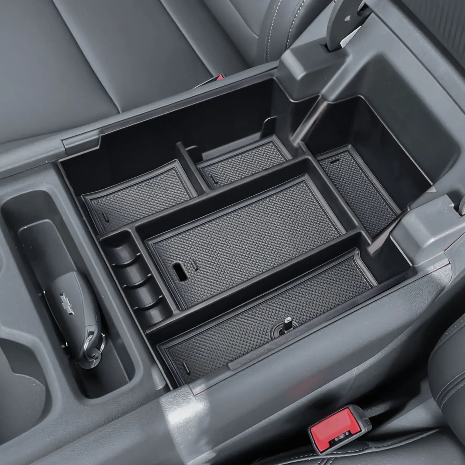 Armrest Box Storage Center Console Organizer For 2024-2025 Chevy Silverado EV Work Truck (WT) Car Secondary Center Console Box