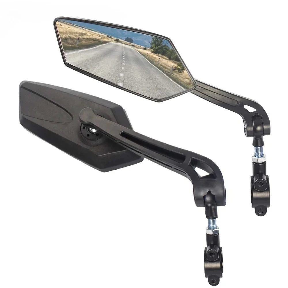 Wide-Angle Rearview Mirror for Bike & Scooter, Fully Adjustable Handlebar Mount with Rotatable Clear Lens for Cycling Safety