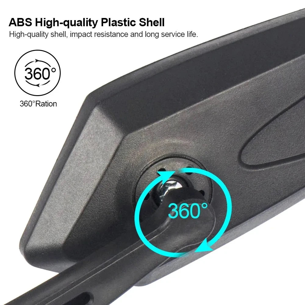 Wide-Angle Rearview Mirror for Bike & Scooter, Fully Adjustable Handlebar Mount with Rotatable Clear Lens for Cycling Safety