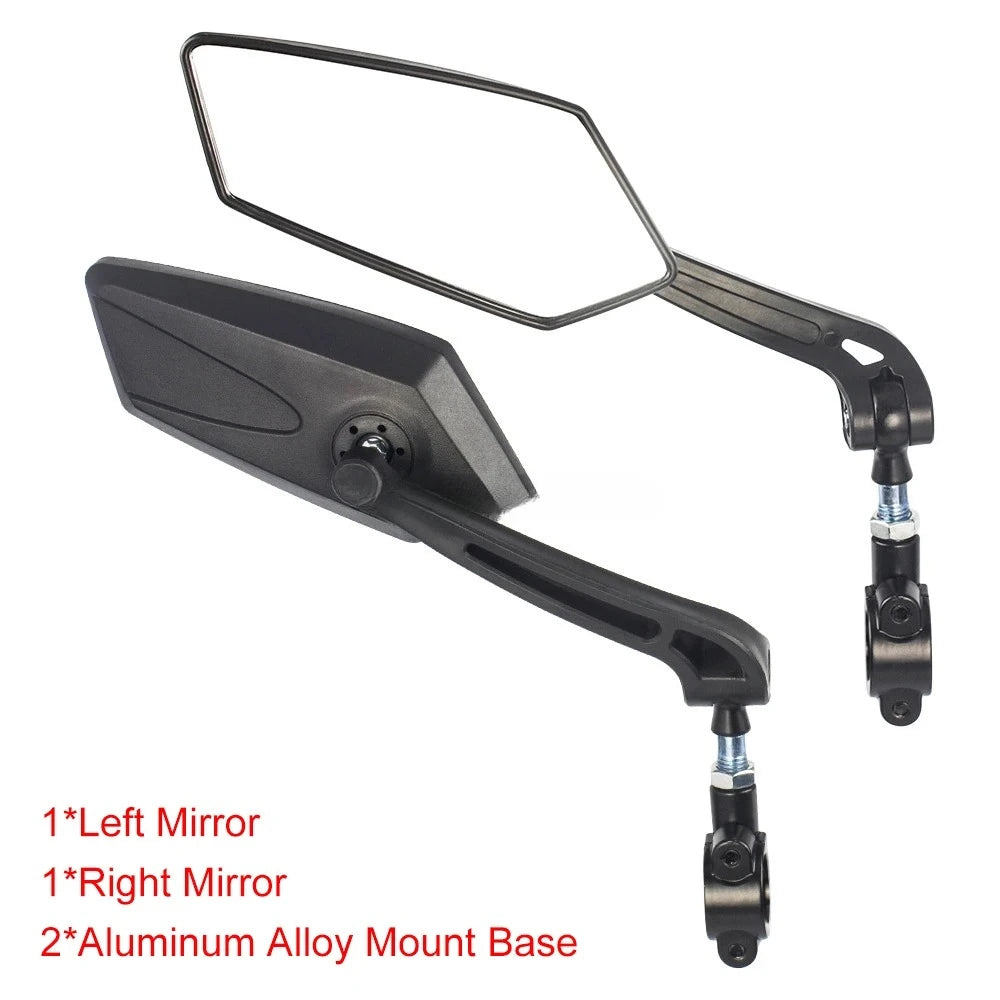 Wide-Angle Rearview Mirror for Bike & Scooter, Fully Adjustable Handlebar Mount with Rotatable Clear Lens for Cycling Safety