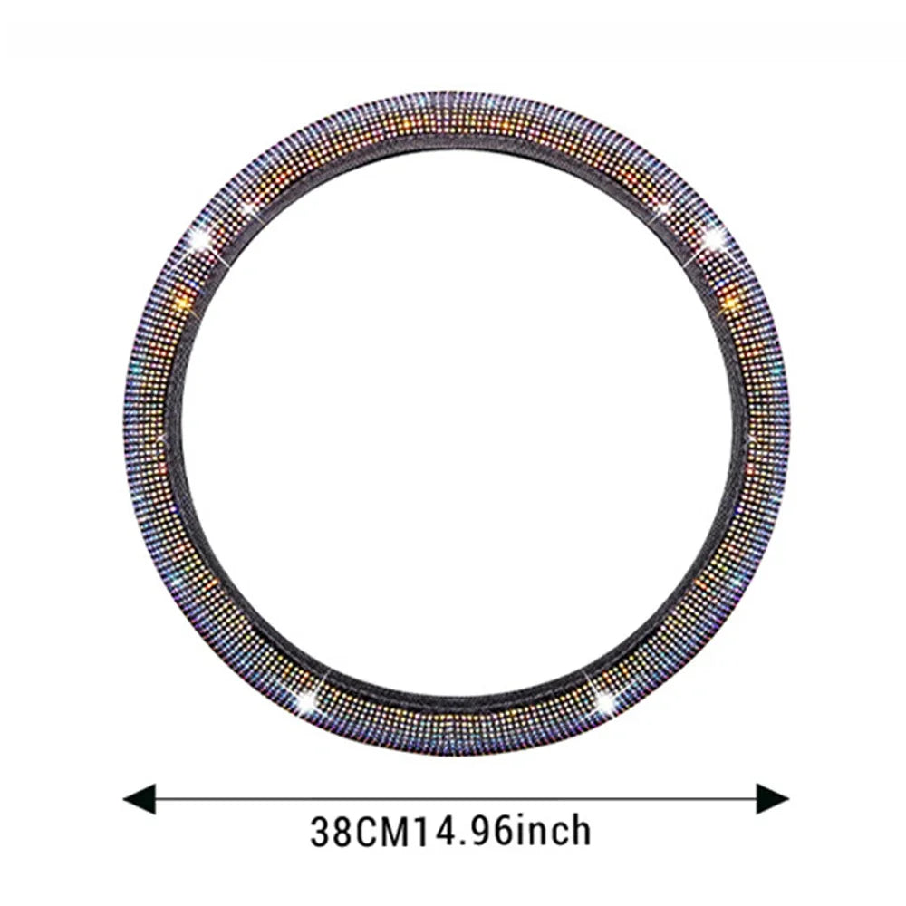 Bling Car Steering Wheel Cover, Crystal Diamond Rhinestone Protector for SUV & Car, Sparkling Auto Decoration Accessory