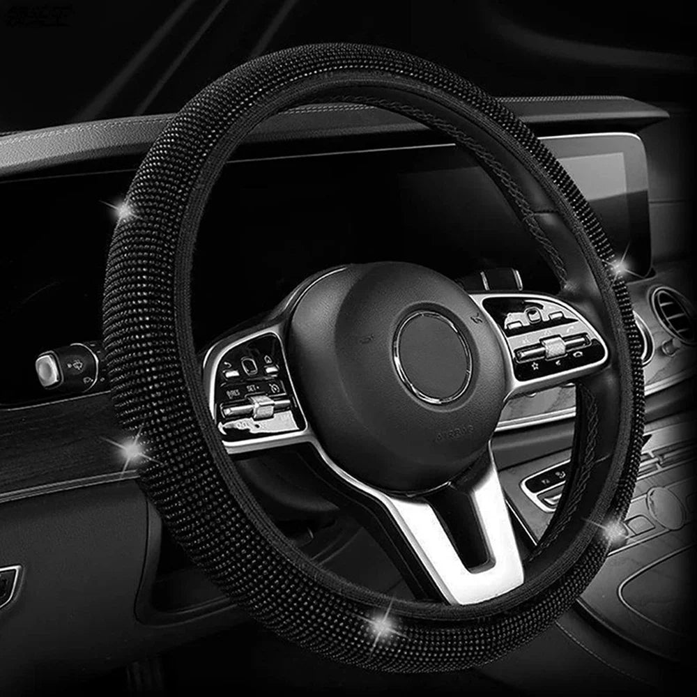 Bling Car Steering Wheel Cover, Crystal Diamond Rhinestone Protector for SUV & Car, Sparkling Auto Decoration Accessory