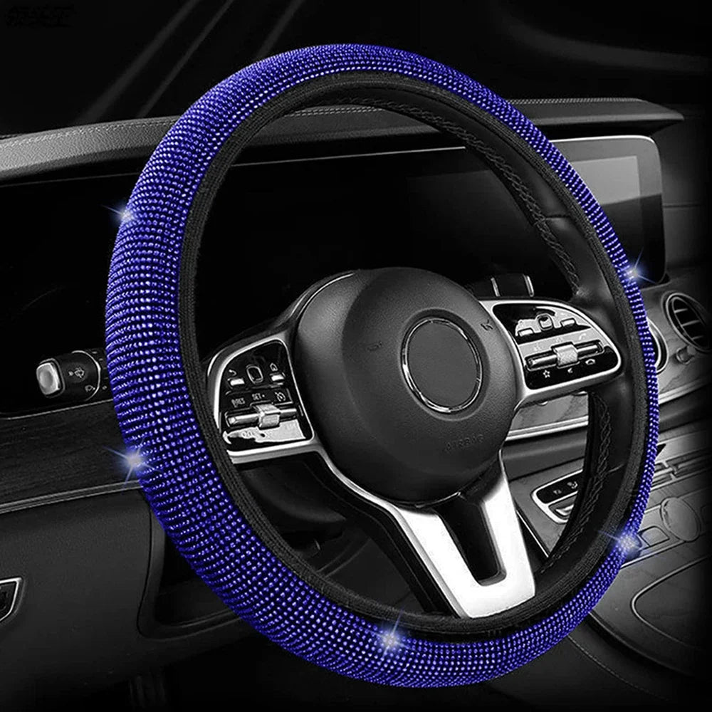 Bling Car Steering Wheel Cover, Crystal Diamond Rhinestone Protector for SUV & Car, Sparkling Auto Decoration Accessory