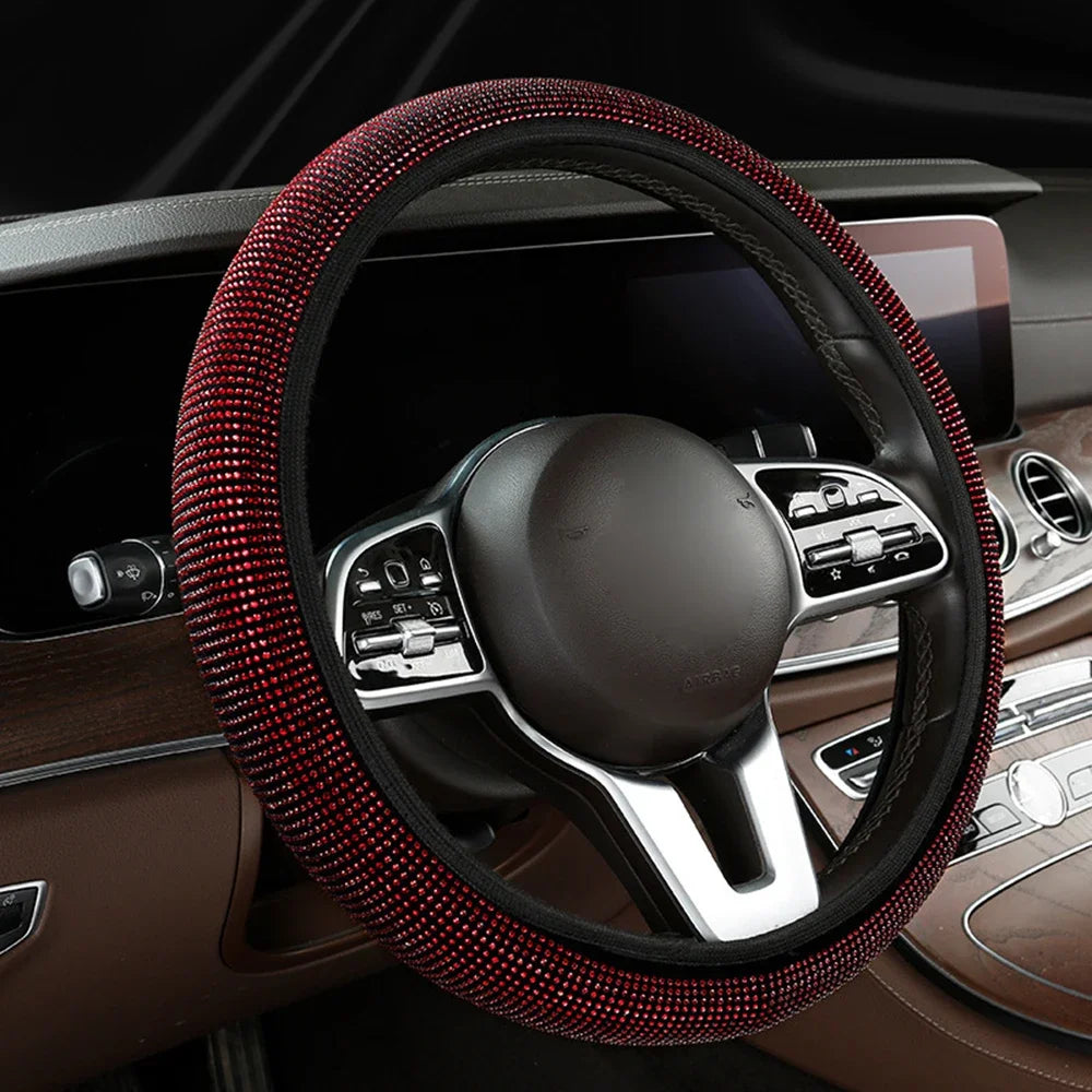 Bling Car Steering Wheel Cover, Crystal Diamond Rhinestone Protector for SUV & Car, Sparkling Auto Decoration Accessory