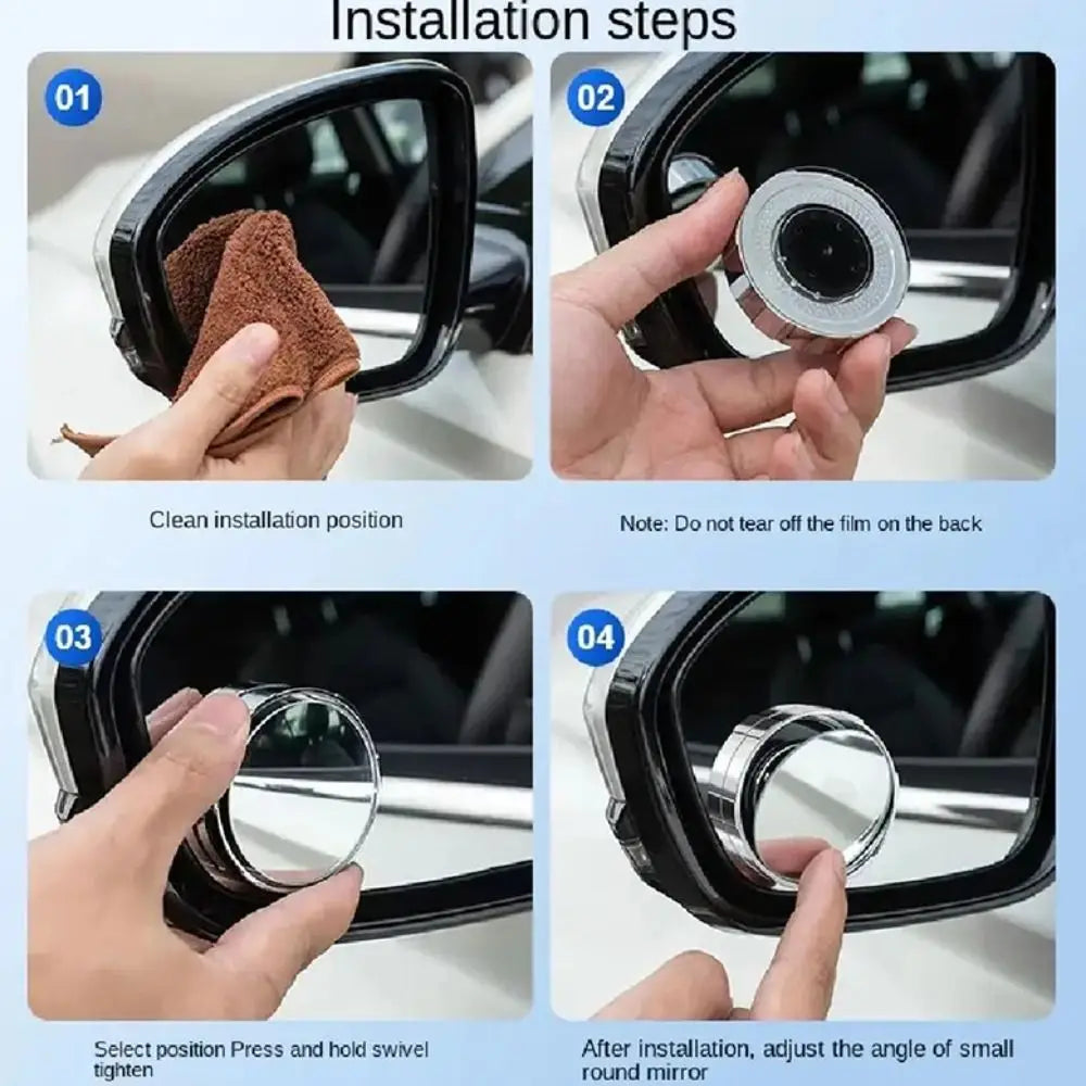 360° Adjustable Blind Spot Mirror, Wide-Angle Convex Rearview Mirror with Round Frame for Car, Auxiliary Safety Accessory