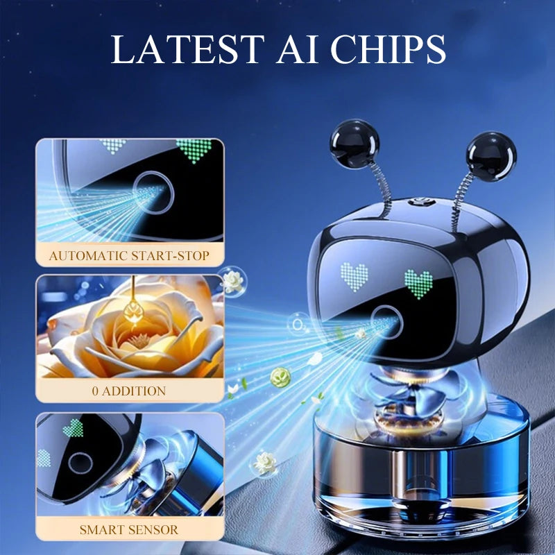 Car Air Freshener AI Smart Robot Rechargeable Fragrance Auto Diffuser Air Freshener Aromatherapy Perfume Universal Accessories