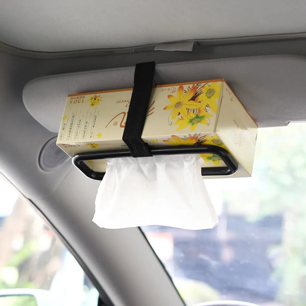 Universal Car Tissue Holder, Visor and Seat Back Mount with Elastic Band for Napkins and Paper Towels