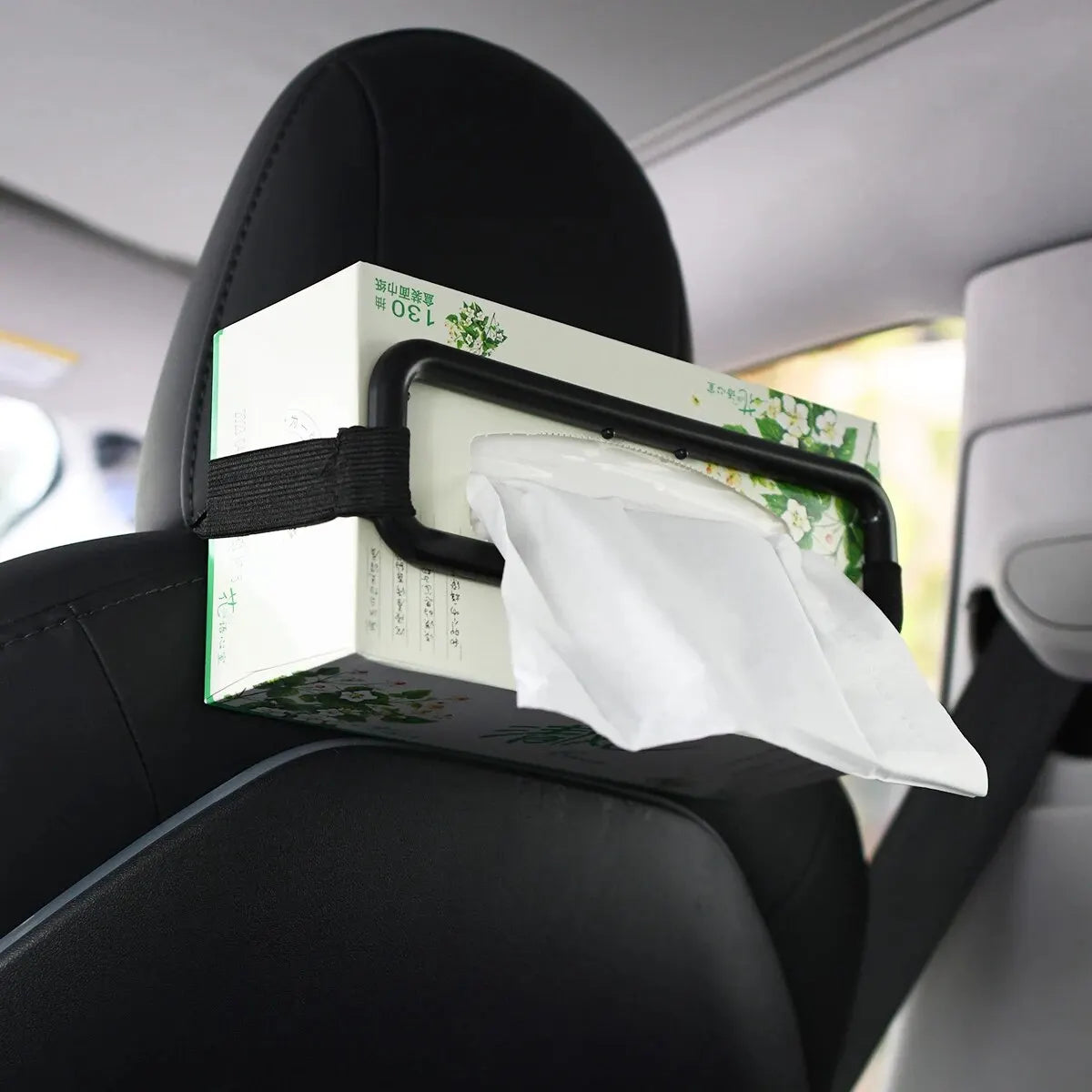Universal Car Tissue Holder, Visor and Seat Back Mount with Elastic Band for Napkins and Paper Towels