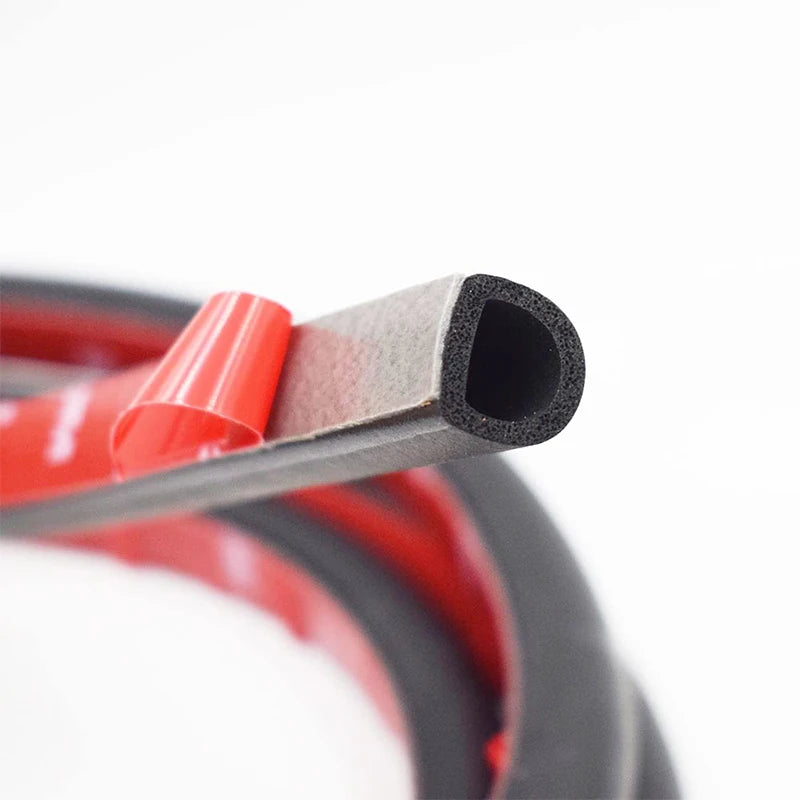 Car Wind & Noise Reduction Seal, D-Shape Self-Adhesive Weatherstrip for Windows & Doors