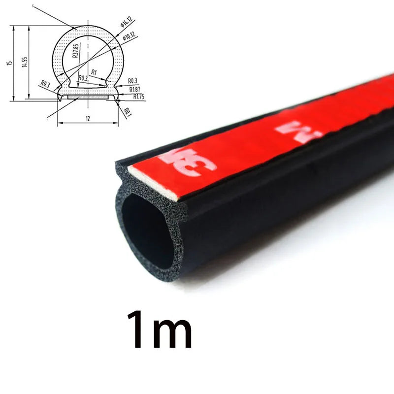 Car Wind & Noise Reduction Seal, D-Shape Self-Adhesive Weatherstrip for Windows & Doors