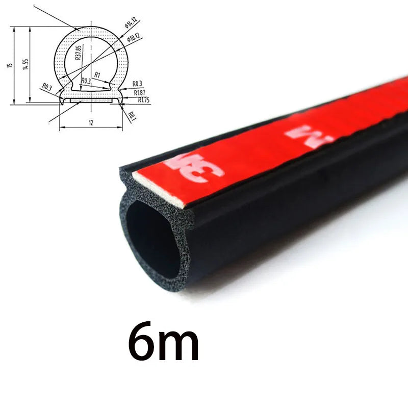 Car Wind & Noise Reduction Seal, D-Shape Self-Adhesive Weatherstrip for Windows & Doors