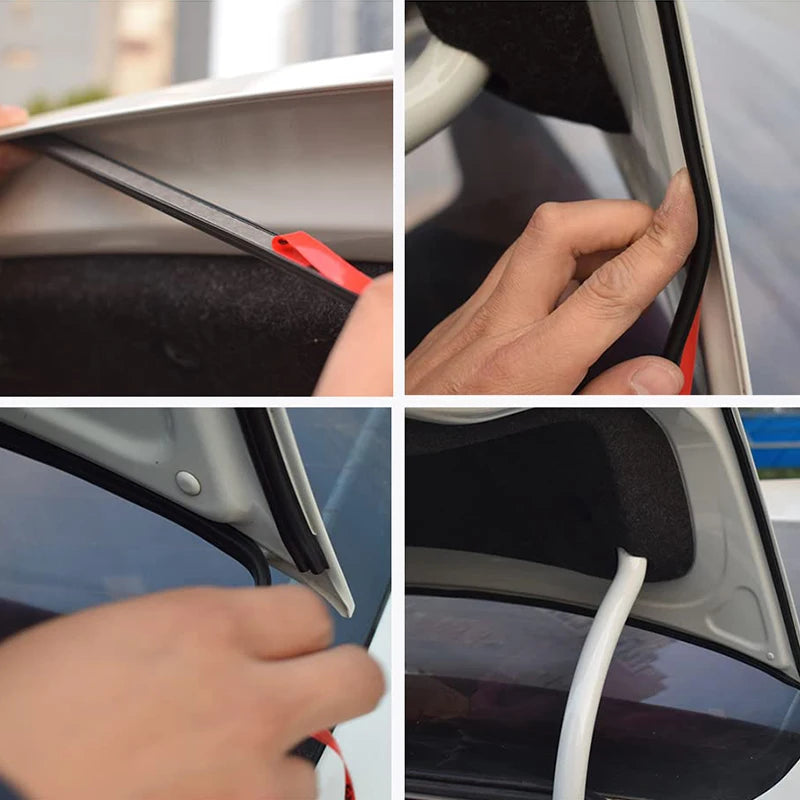 Car Wind & Noise Reduction Seal, D-Shape Self-Adhesive Weatherstrip for Windows & Doors