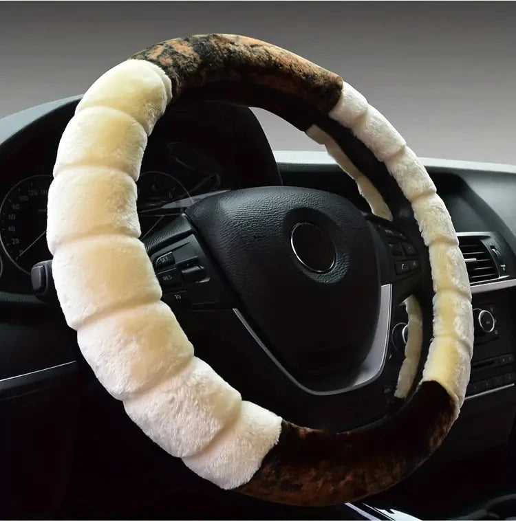 Cartoon Ear Steering Wheel Cover for Women, Warm & Cozy 15 Inch Universal Protector, Cute Car Interior Accessory