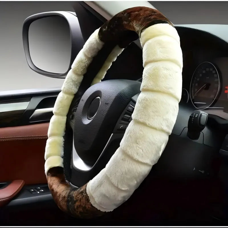 Cartoon Ear Steering Wheel Cover for Women, Warm & Cozy 15 Inch Universal Protector, Cute Car Interior Accessory