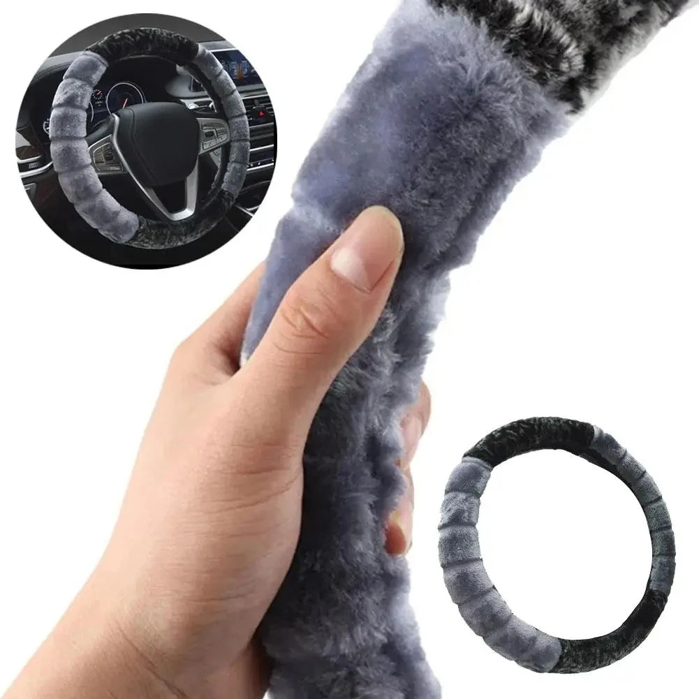 Cartoon Ear Steering Wheel Cover for Women, Warm & Cozy 15 Inch Universal Protector, Cute Car Interior Accessory